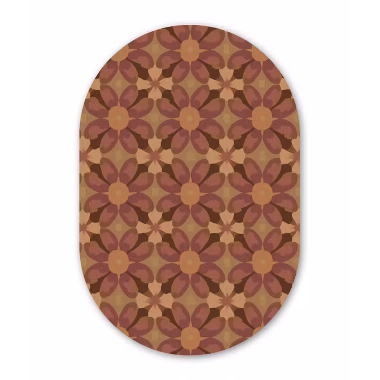 Muurovaal aluminium - Retro - Bloemen - Bruin — 1