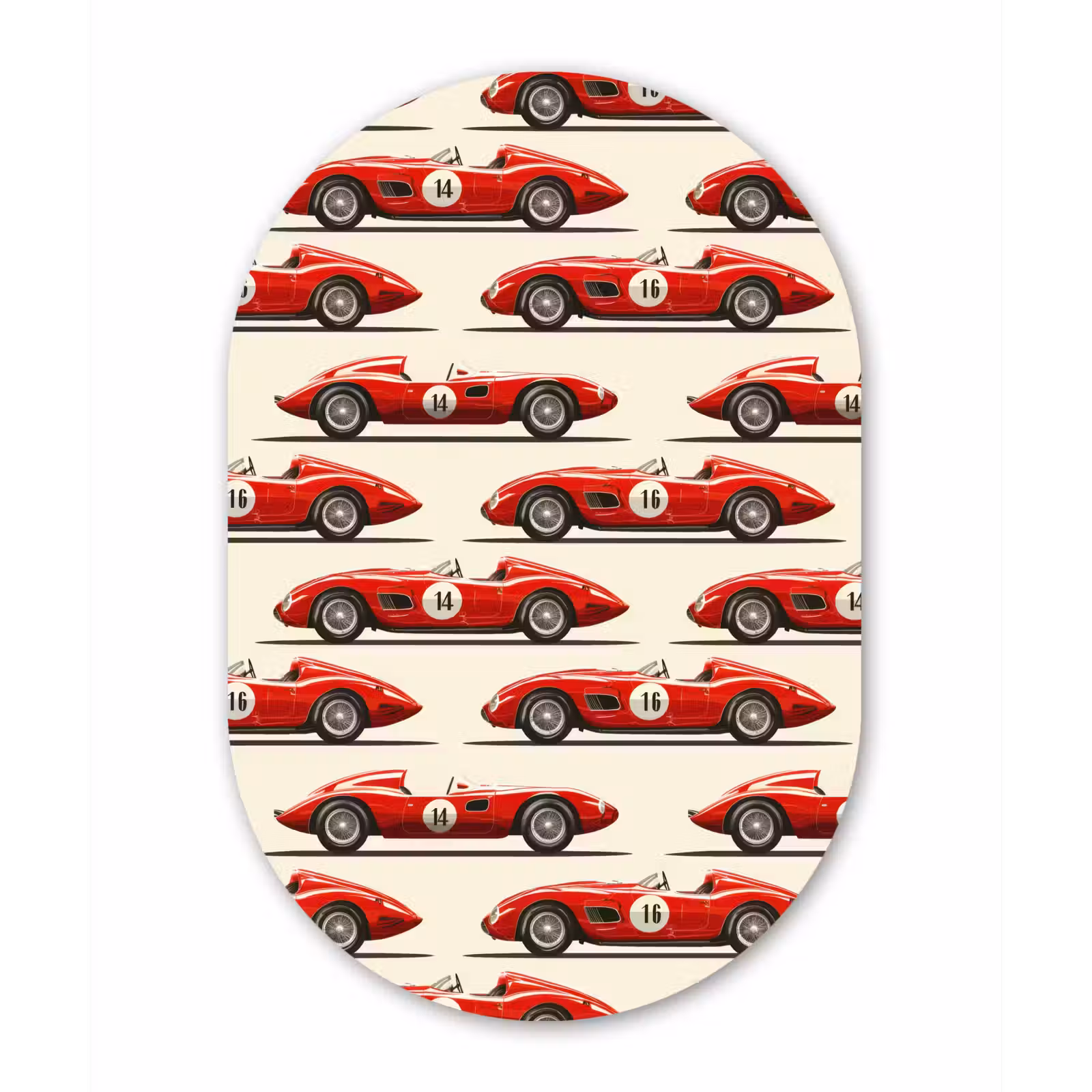 Muurovaal aluminium - Raceauto - Retro - Rood — 1