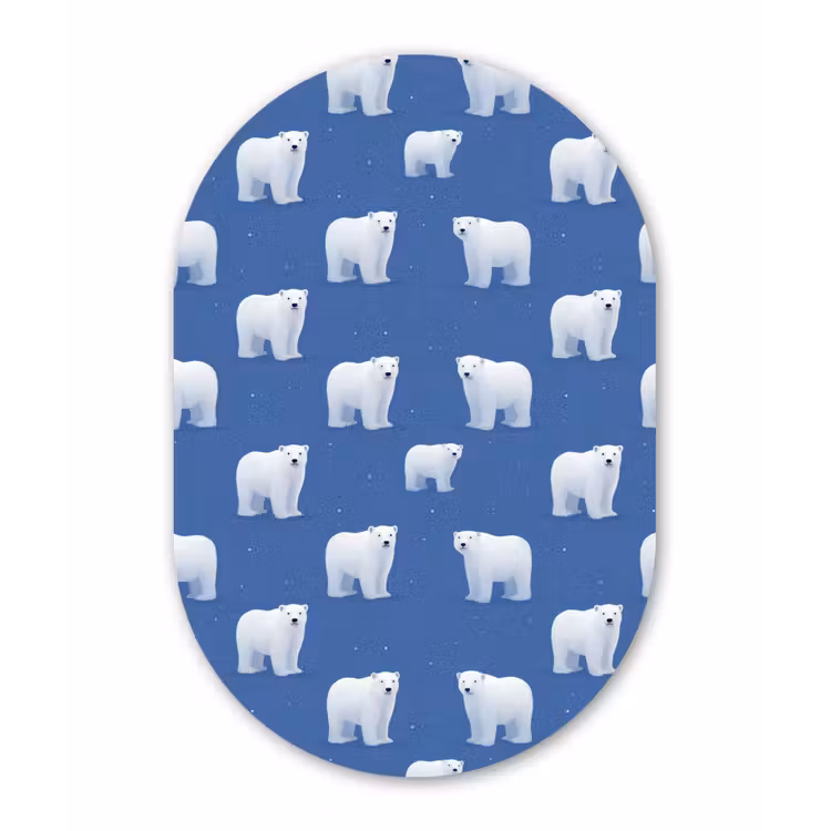 Muurovaal aluminium - IJsbeer - Patroon - Blauw — 1