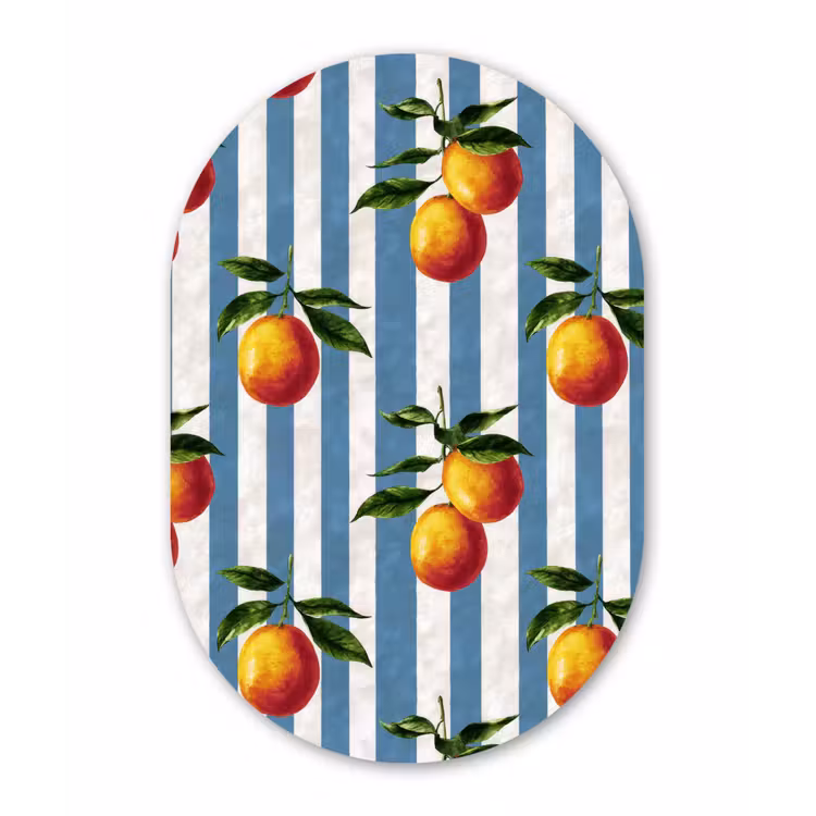 Muurovaal aluminium - Strepen - Citroen - Blauw — 1