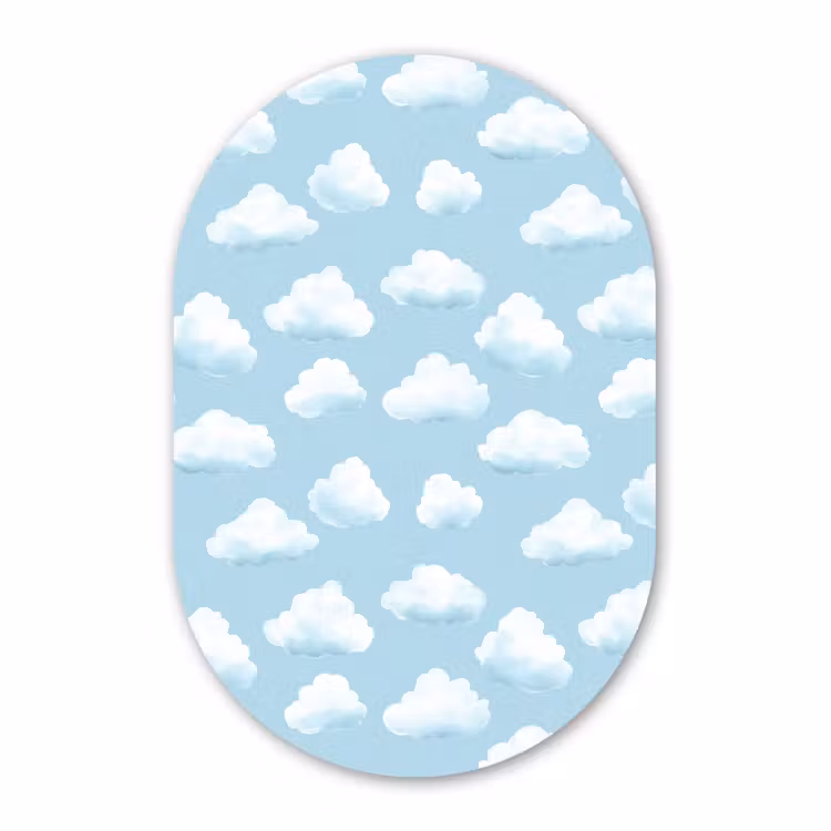 Muurovaal aluminium - Wolken - Illustratie - Blauw — 1