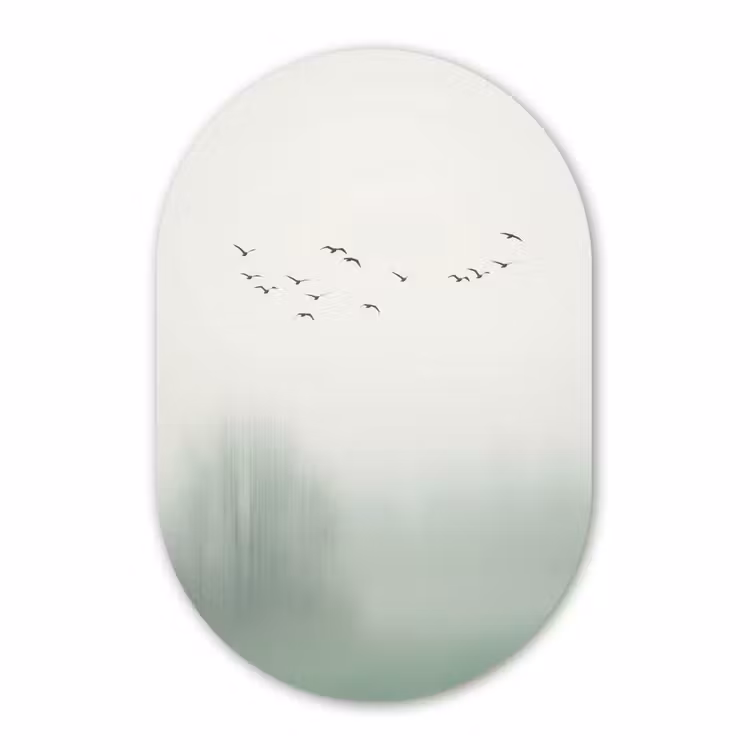 Muurovaal aluminium - Vogel - Vlucht - Natuur - Minimalistisch — 1