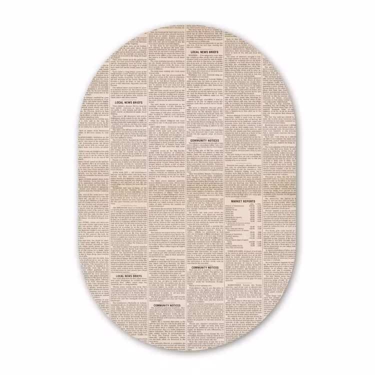 Muurovaal aluminium - Krant - Nieuws - Historisch - Vintage - Beige — 1