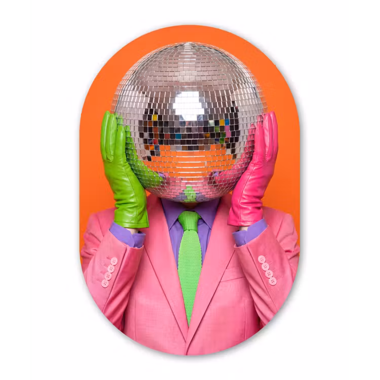 Muurovaal aluminium - Kunst - Disco bal - Kleurrijk - Modern - Studio — 1