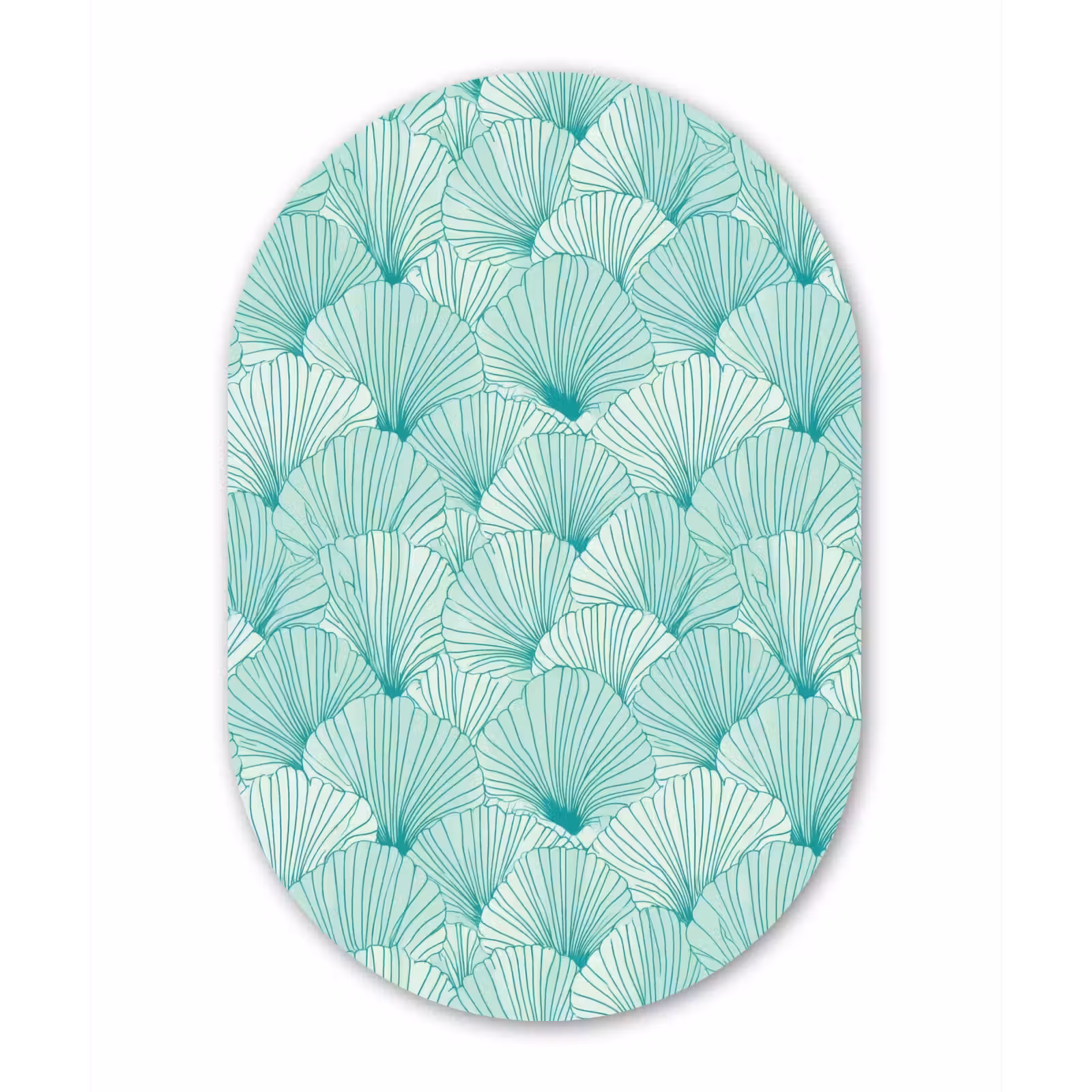 Muurovaal aluminium - Groen - Wit - Ginko - Getekend - Textuur — 1