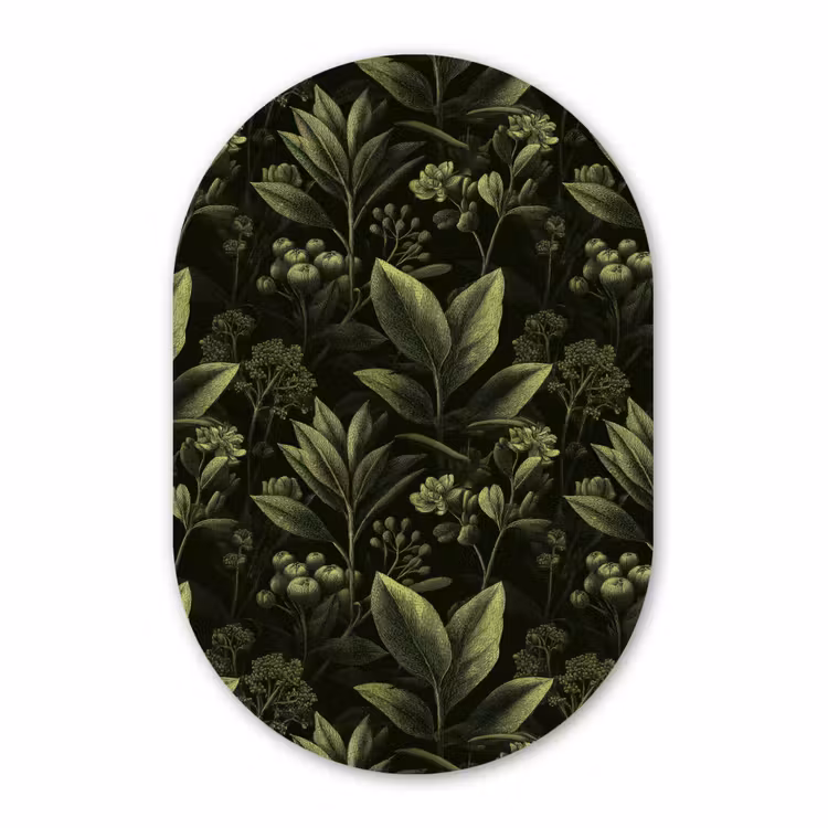 Muurovaal aluminium - Klassiek - Donker - Botanisch - Planten — 1