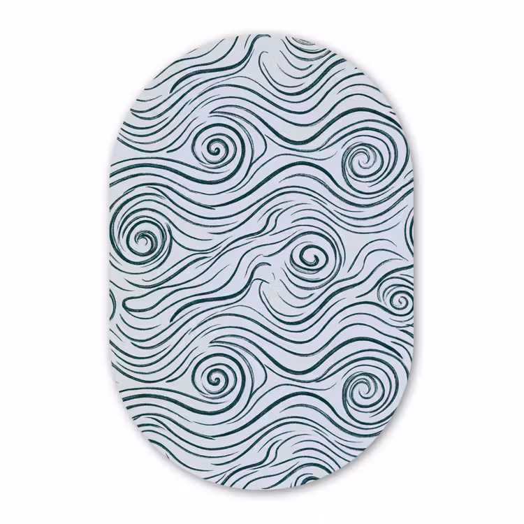 Muurovaal aluminium - Patroon - Golven - Abstract - Modern - Blauw — 1
