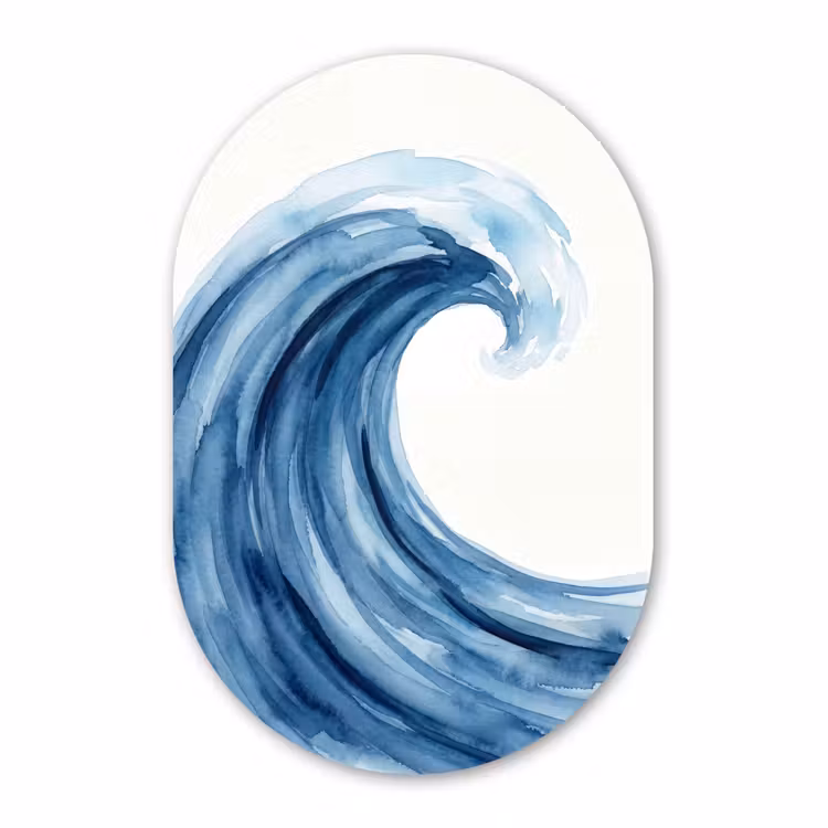 Muurovaal aluminium - Water - Beweging - Natuur - Modern - Blauw — 1