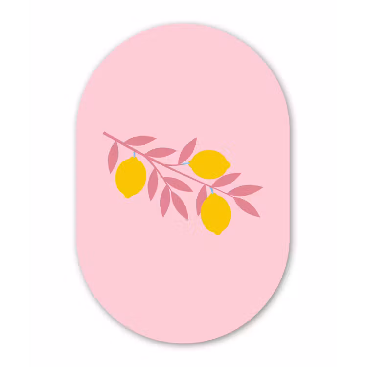 Muurovaal aluminium - Fruit - Tak - Natuur - Abstract - Roze — 1