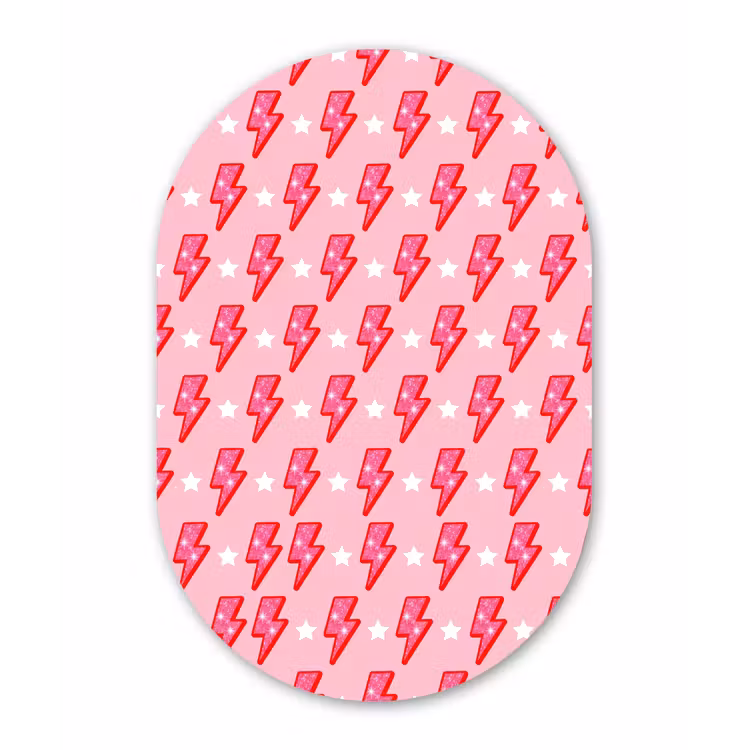 Muurovaal aluminium - Patroon - Bliksem - Ster - Glitter - Roze — 1