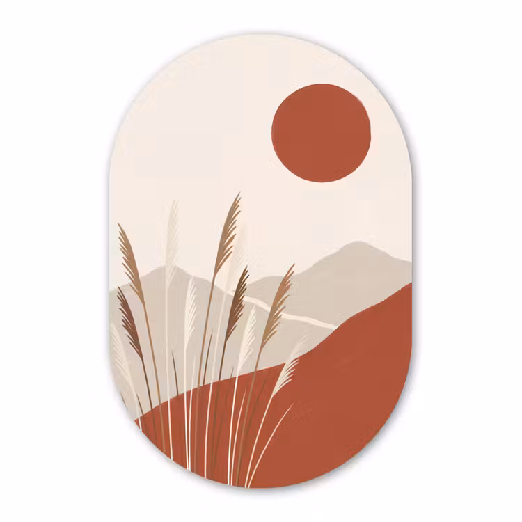 Muurovaal aluminium - Gras - Landschap - Natuur - Abstract - Beige — 1