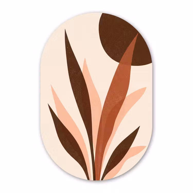 Muurovaal aluminium - Planten - Abstract - Natuur - Bruin — 1