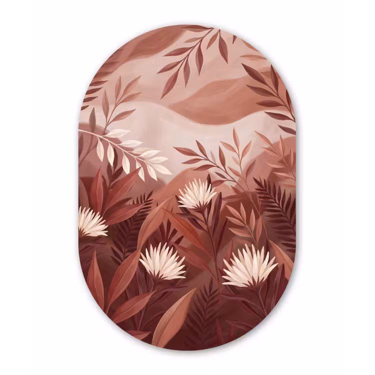 Muurovaal aluminium - Planten - Bladeren - Botanisch - Modern - Bruin — 1