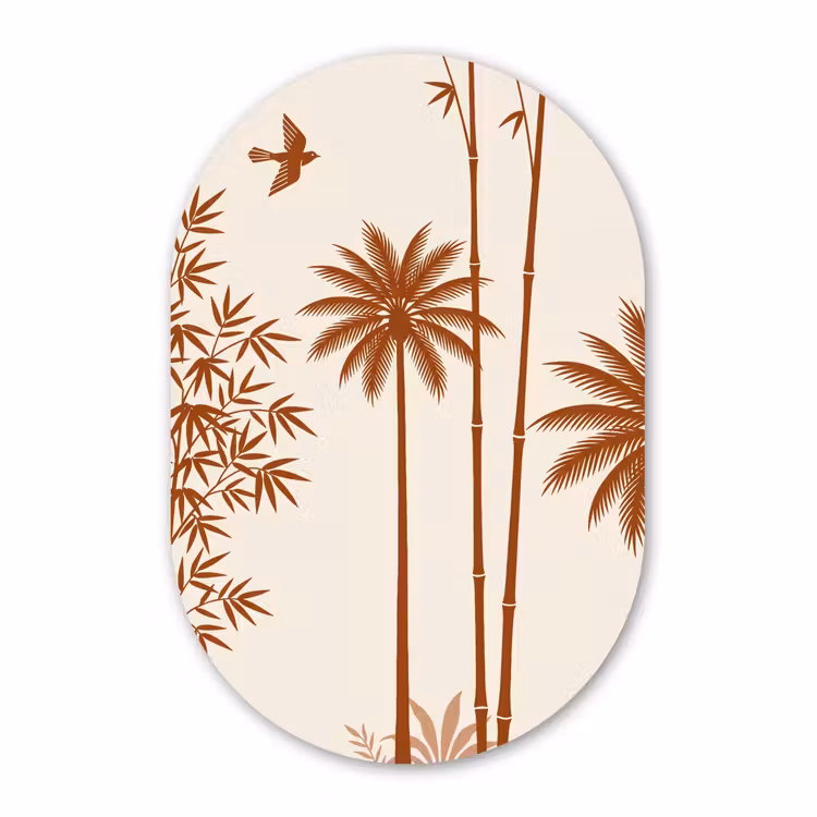Muurovaal aluminium - Vogel - Boom - Tropisch - Minimalistisch - Bruin — 1