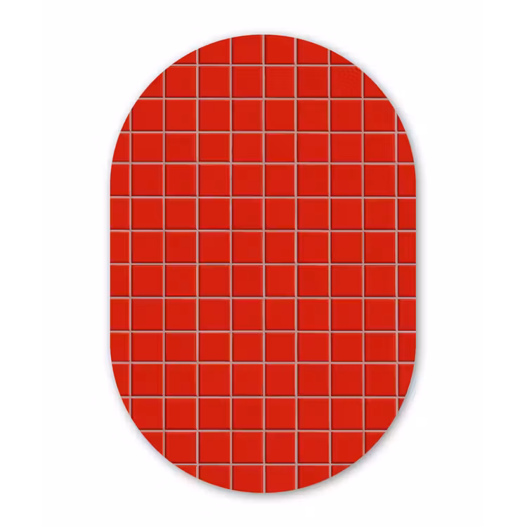 Muurovaal aluminium - Tegel - Patroon - Kersen - Rood — 1