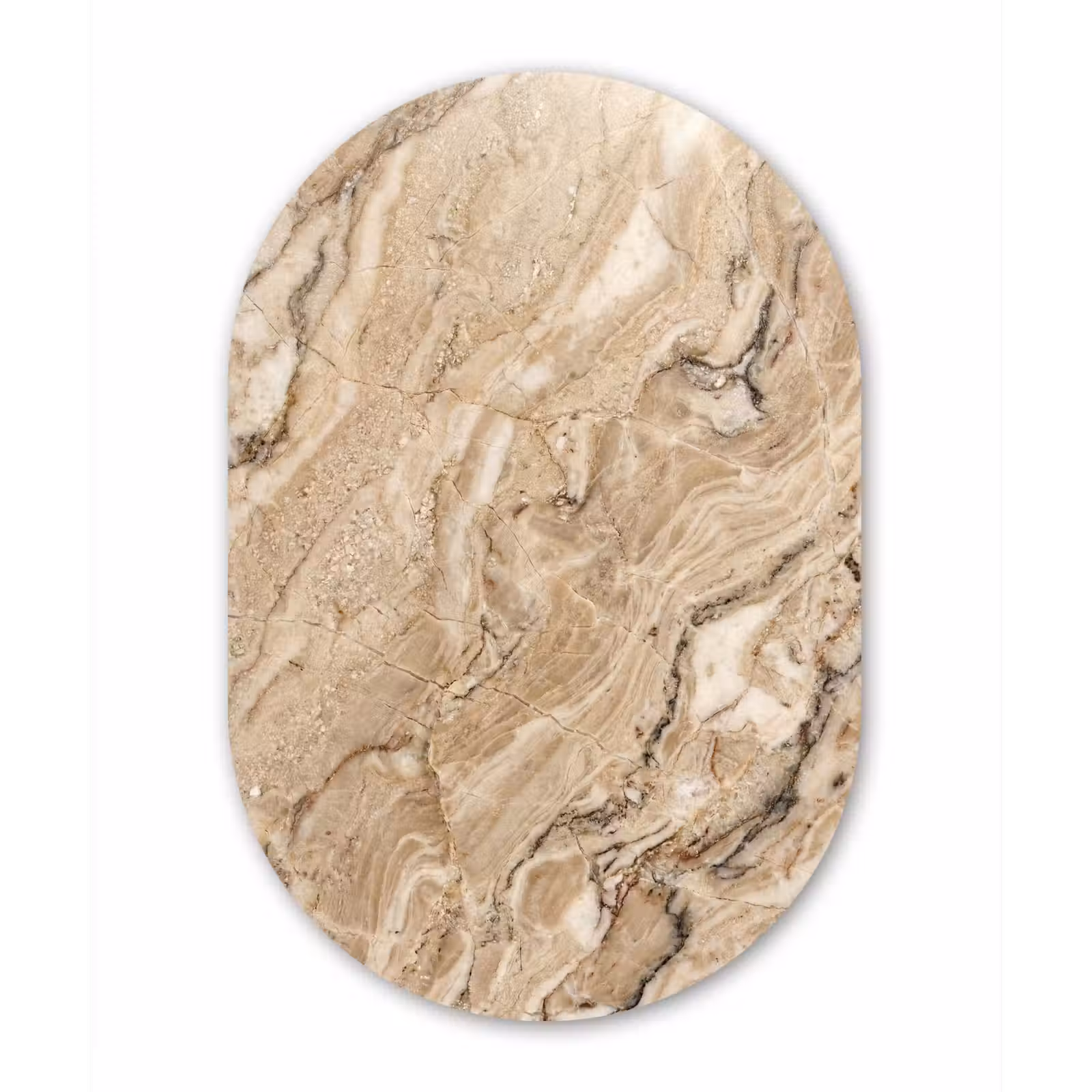 Muurovaal aluminium - Textuur - Aders - Abstract - Modern - Beige — 1