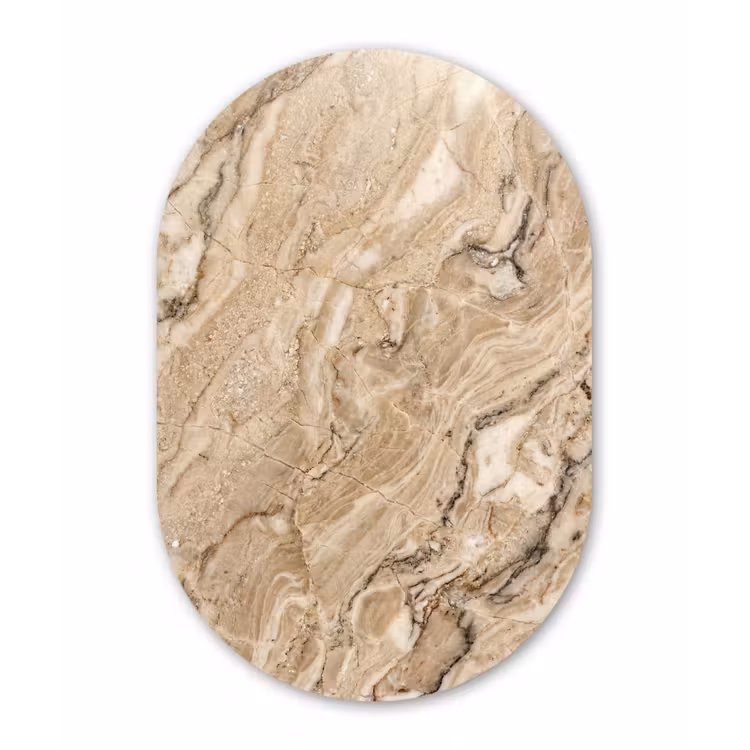 Muurovaal aluminium - Textuur - Aders - Abstract - Modern - Beige — 1