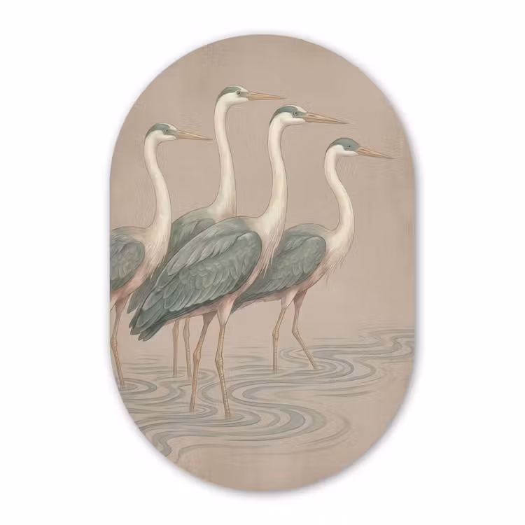 Muurovaal aluminium - Vogel - Water - Natuur - Vintage — 1