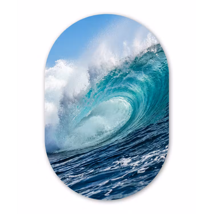 Muurovaal aluminium - Golf - Oceaan - Water - Dynamisch - Blauw — 1