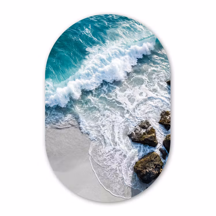 Muurovaal aluminium - Zee - Golf - Strand - Natuur - Blauw — 1