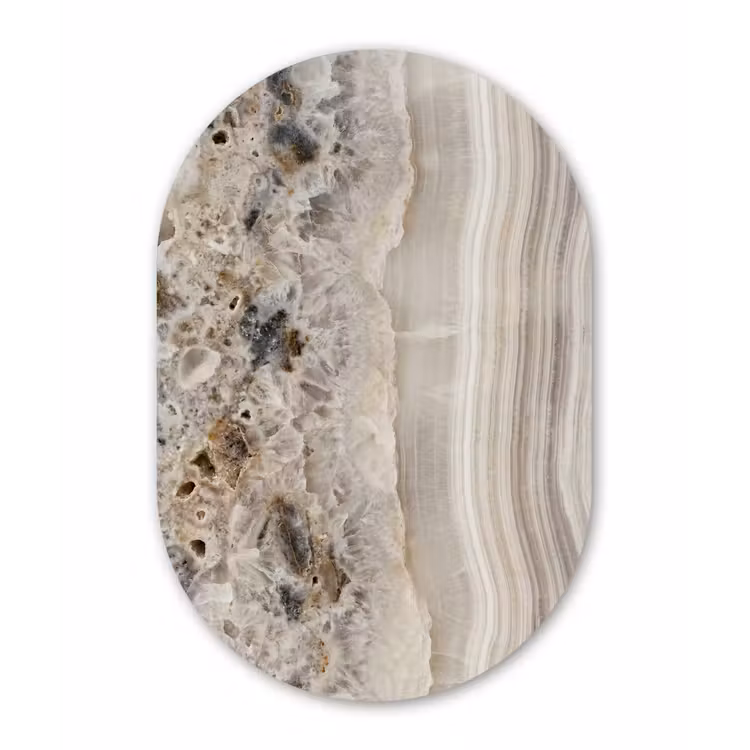Muurovaal aluminium - Steen - Textuur - Abstract - Beige - Wit — 1