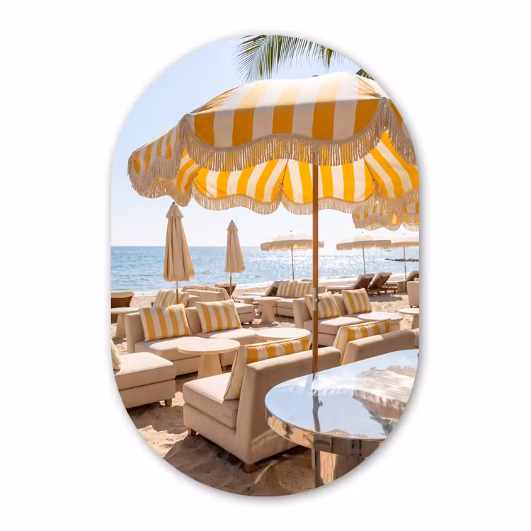 Muurovaal aluminium - Strand - Ligbedden - Vakantie - Modern - Geel — 1