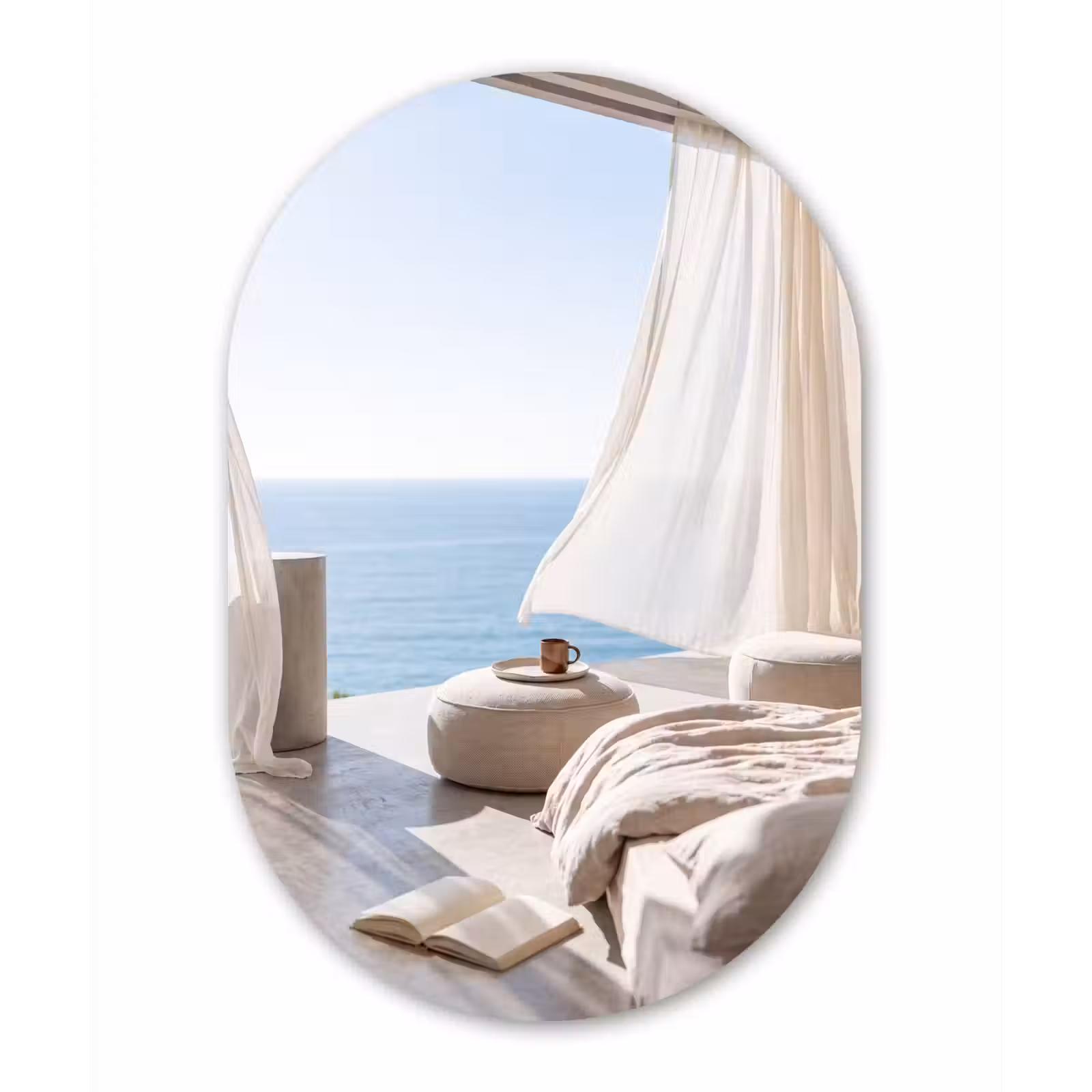 Muurovaal aluminium - Interieur - Zeezicht - Modern - Rust - Beige — 1