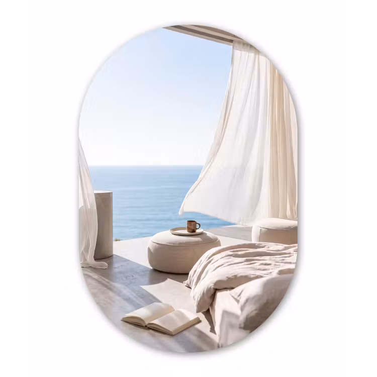 Muurovaal aluminium - Interieur - Zeezicht - Modern - Rust - Beige — 1