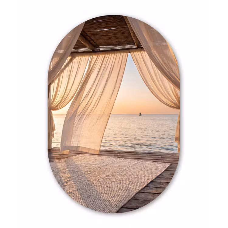 Muurovaal aluminium - Overkapping - Zee - Zonsondergang - Vakantie - Rust — 1