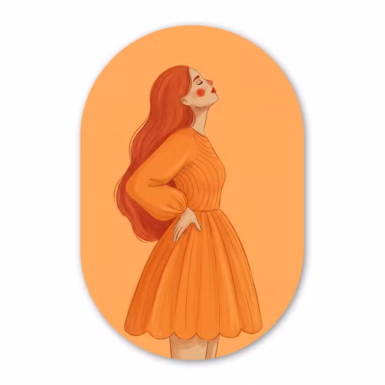 Muurovaal aluminium - Vrouw - Profiel - Mensen - Modern - Oranje — 1