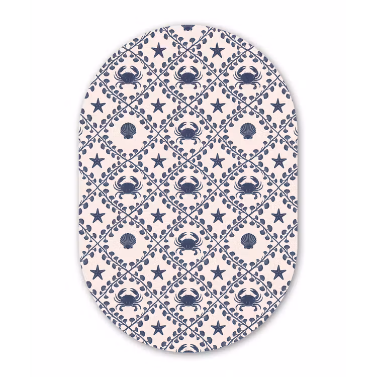 Muurovaal aluminium - Zee - Krab - Zeester - Patroon - Blauw — 1