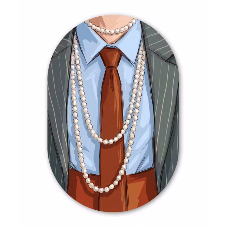 Muurovaal aluminium - Kleding - Strik - Parels - Klassiek - Mode — 1