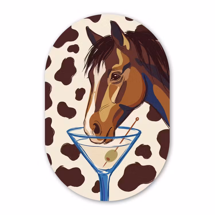 Muurovaal aluminium - Paard - Martini - Dieren - Abstract - Bruin — 1