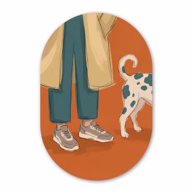 Muurovaal aluminium - Persoon - Hond - Dieren - Illustratie - Modern — 1