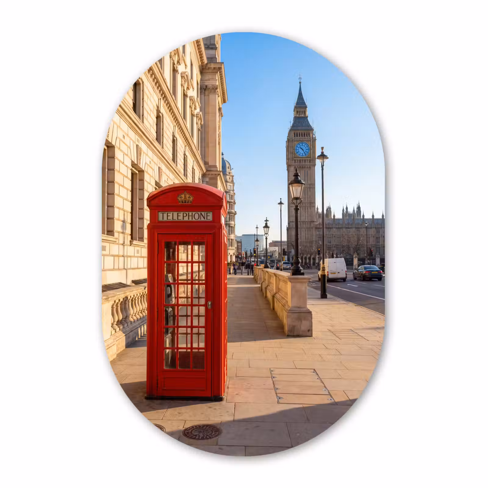 Muurovaal aluminium - Telefooncel - Rood - Londen - Stad - Architectuur — 1