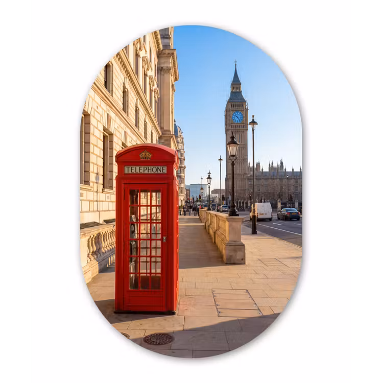 Muurovaal aluminium - Telefooncel - Rood - Londen - Stad - Architectuur — 1