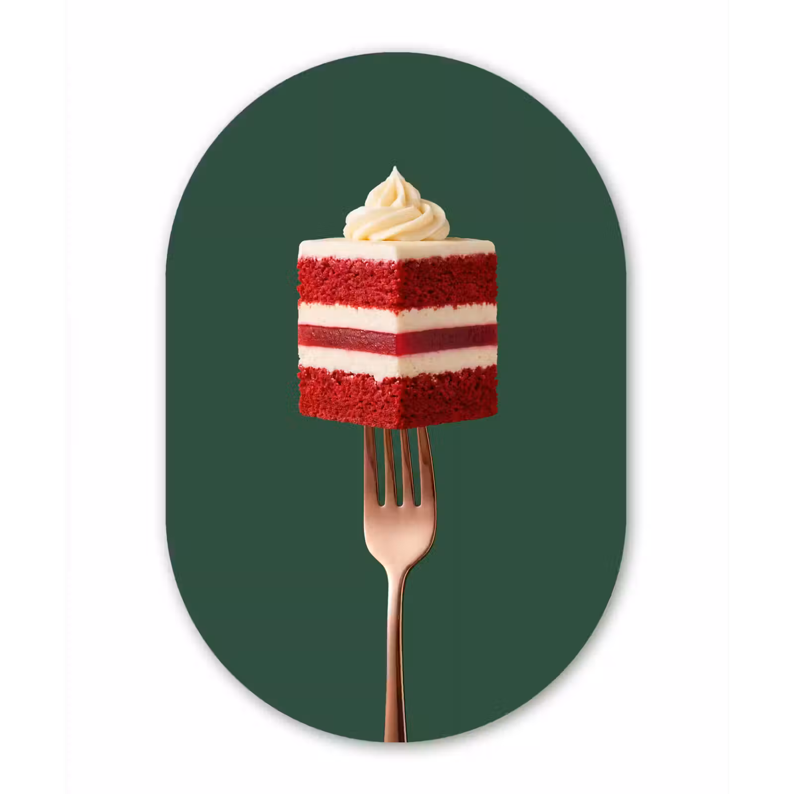 Muurovaal - Glas - Cake - Vork - Rood — 1