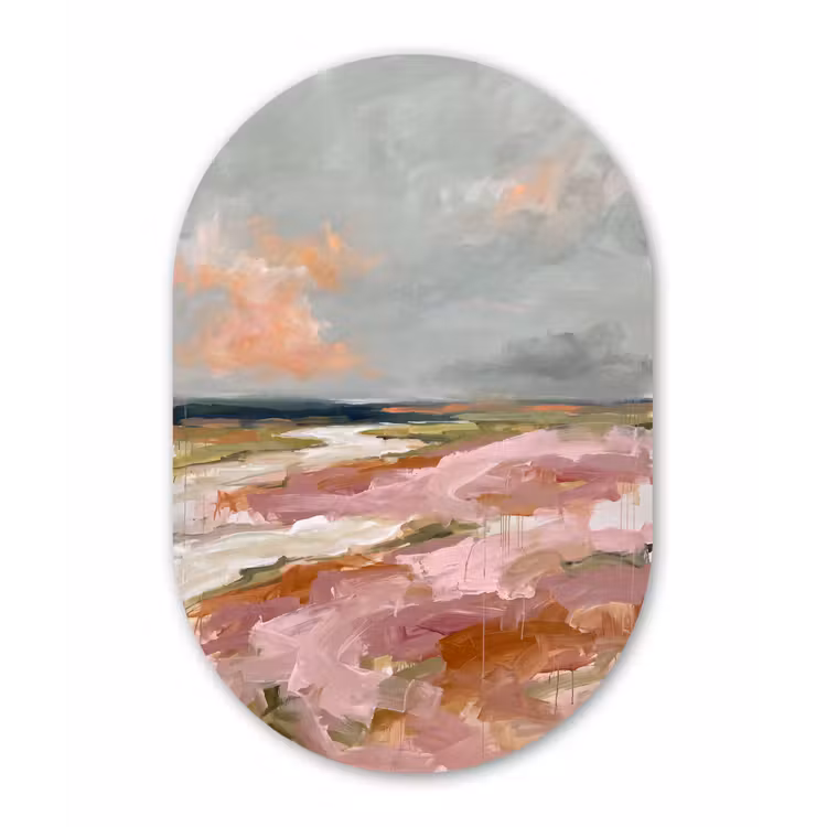 Muurovaal aluminium - Landschap - Rivier - Abstract - Roze - Groen — 1