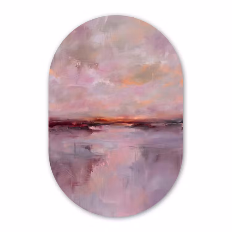Muurovaal aluminium - Landschap - Zonsondergang - Abstract - Modern - Roze — 1