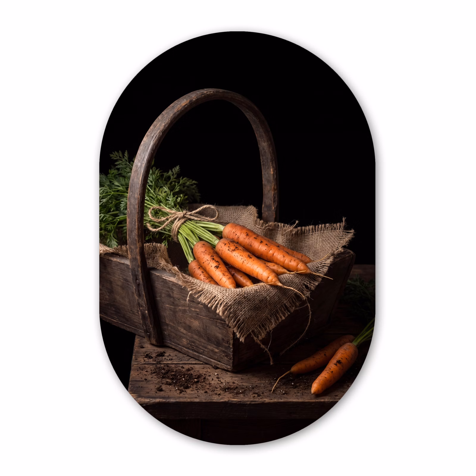 Muurovaal aluminium - Wortels - Mand - Eten — 1