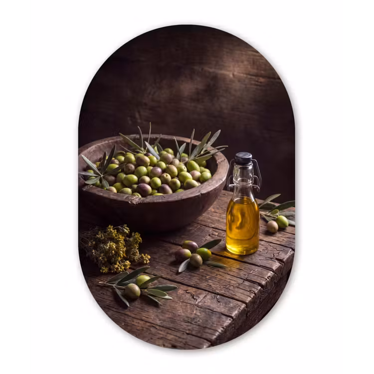 Muurovaal aluminium - Olijven - Eten - Rustiek — 1