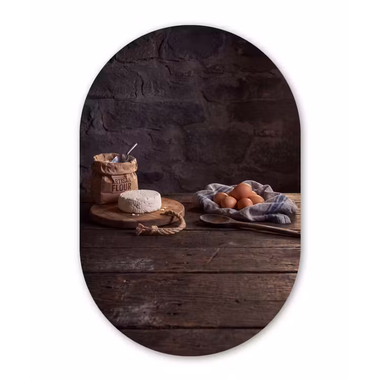 Muurovaal aluminium - Meel - Eieren - Eten — 1