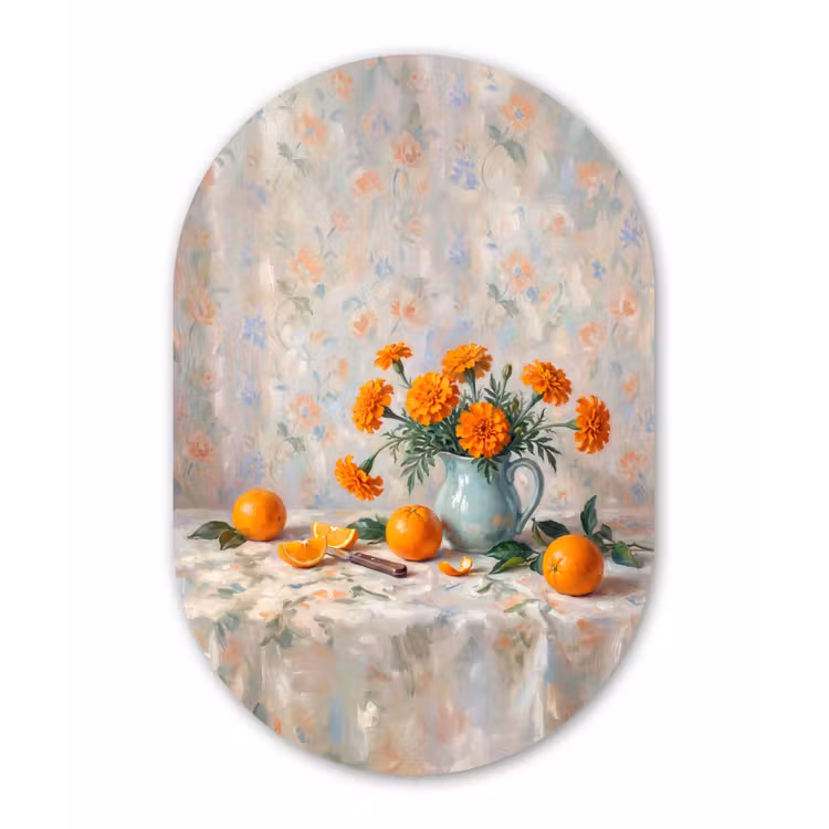 Muurovaal - Glas - Eten - Oranje - Kunst — 1