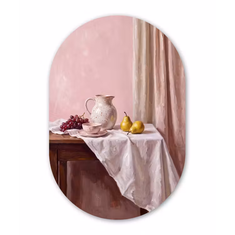 Muurovaal - Glas - Stilleven - Fruit - Roze — 1