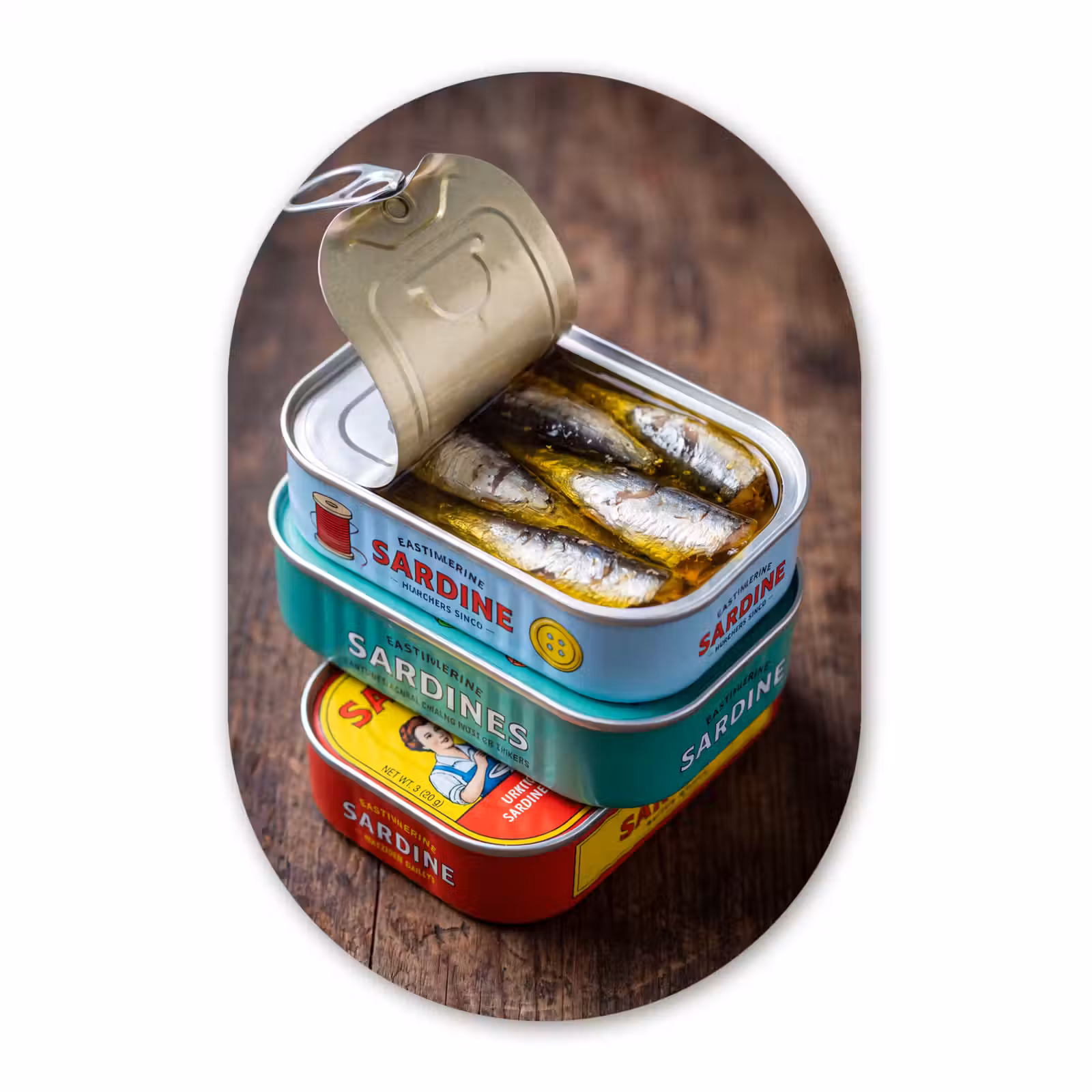 Muurovaal aluminium - Vis - Blikjes - Keuken — 1