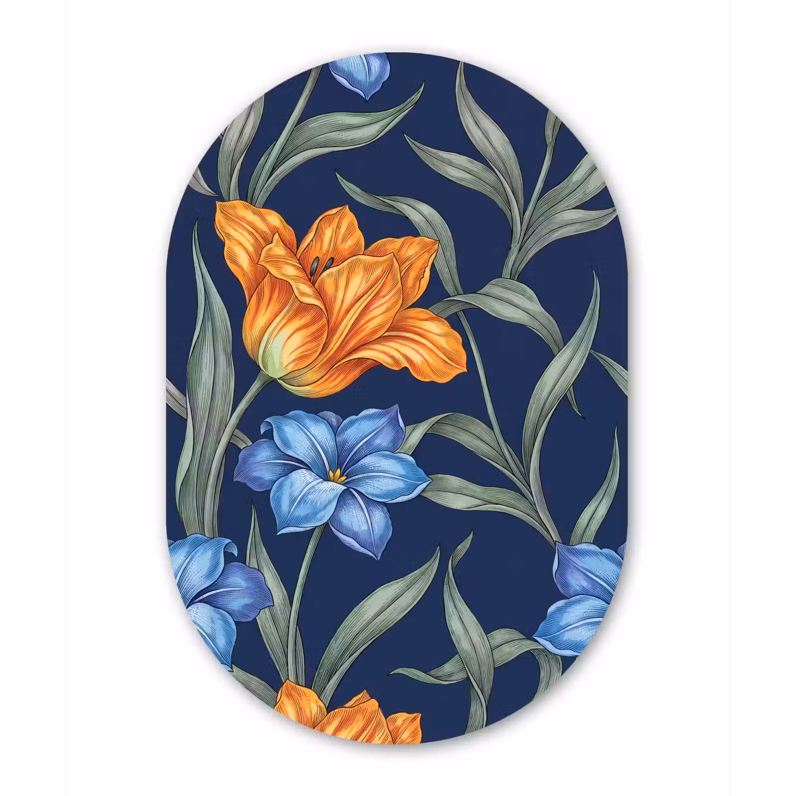 Muurovaal - Glas - Bloemen - Botanisch - Patroon — 1