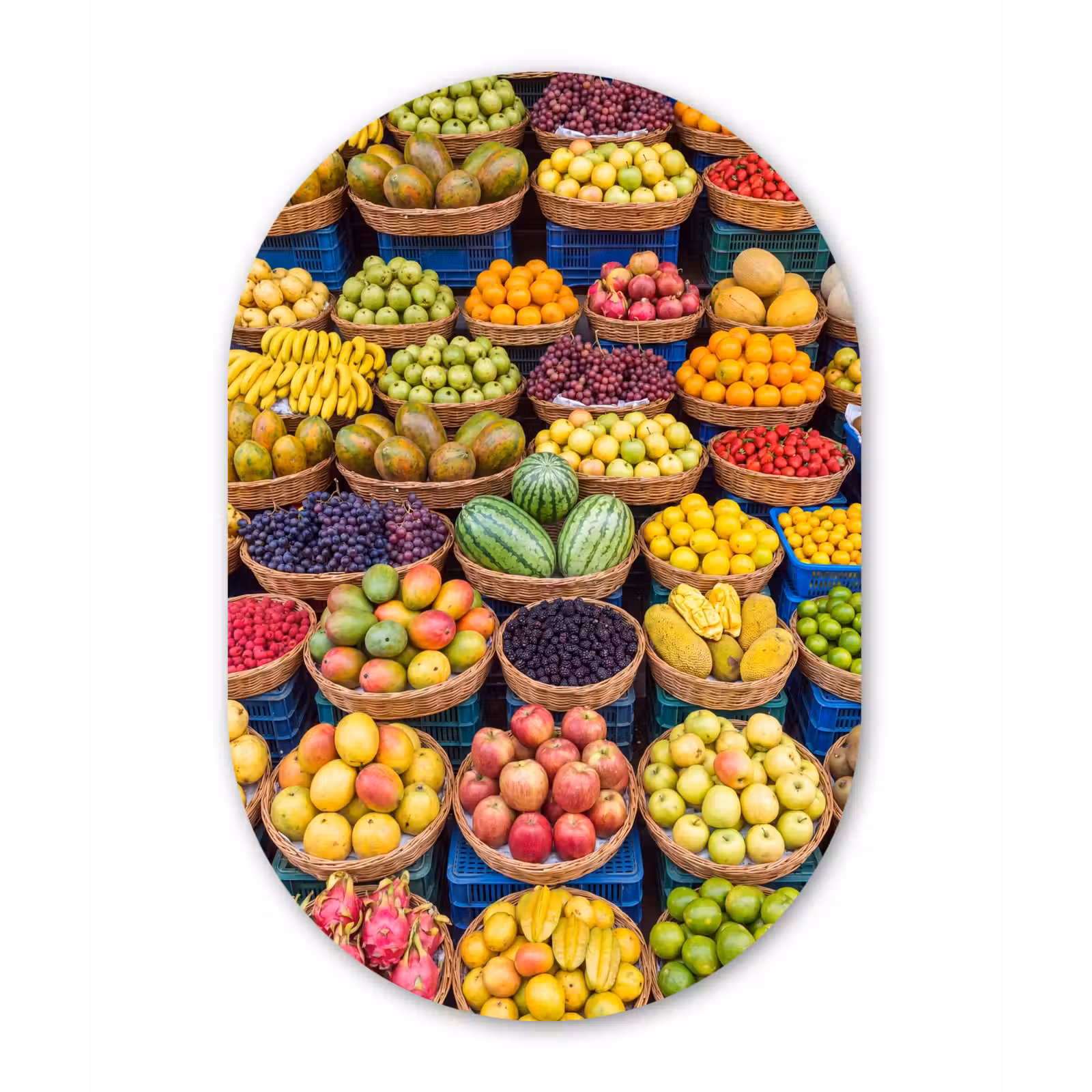 Muurovaal - Glas - Fruit - Markt - Kleurrijk — 1
