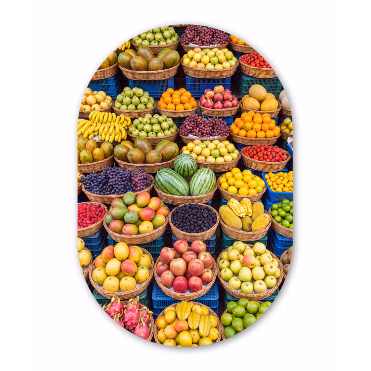Muurovaal - Glas - Fruit - Markt - Kleurrijk — 1