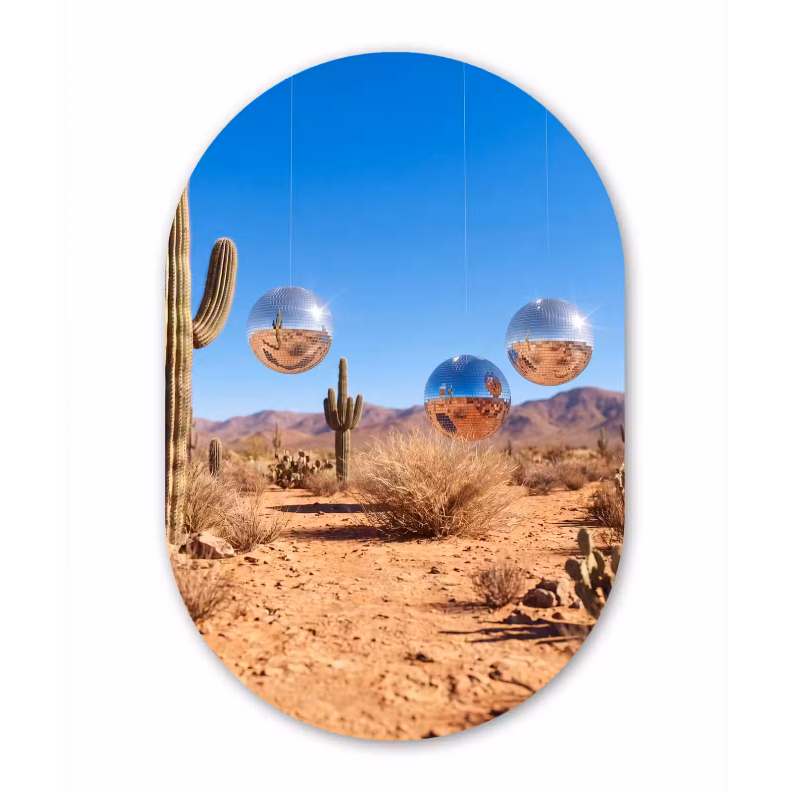 Muurovaal aluminium - Woestijn - Spiegelbal - Kunst — 1