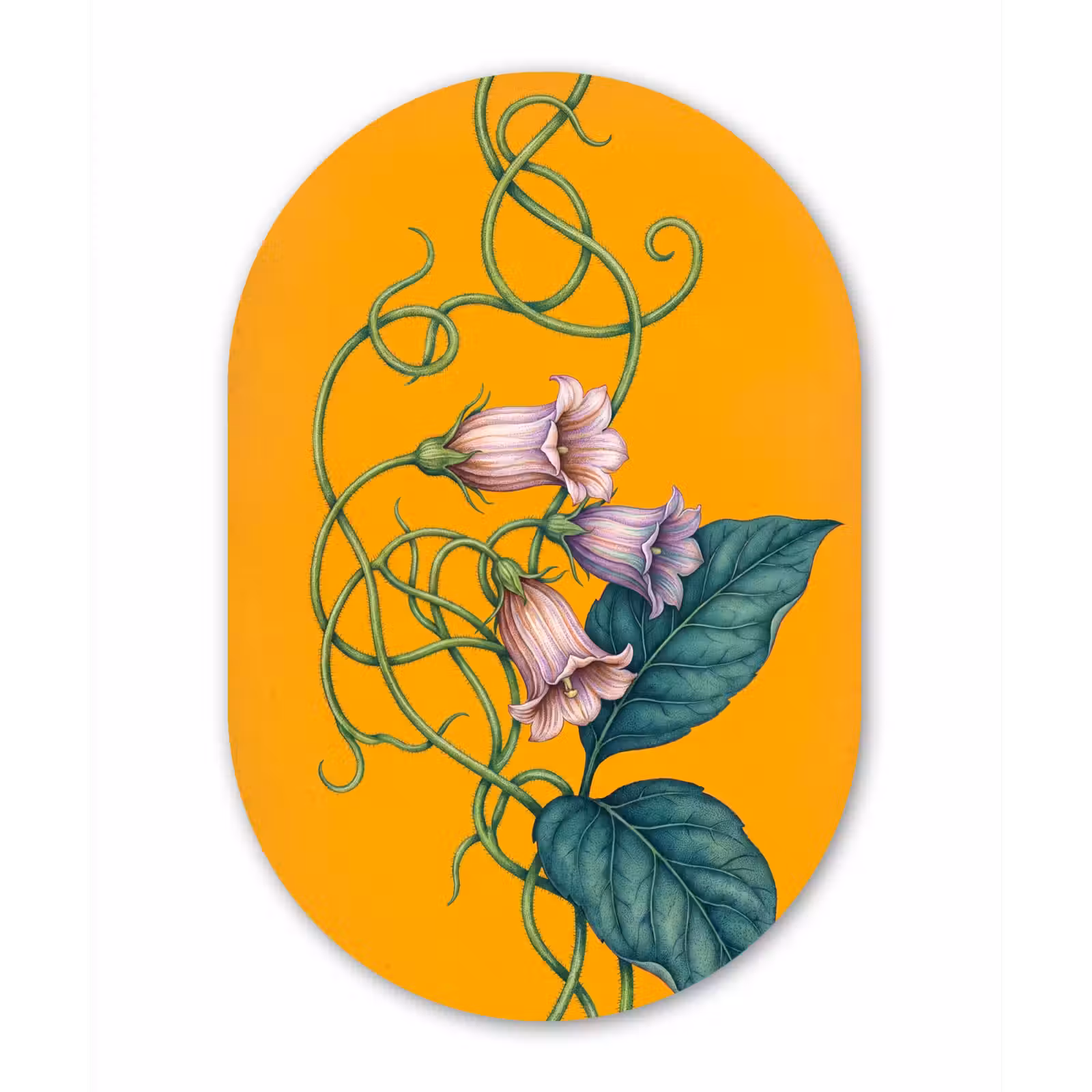 Muurovaal - Glas - Bloemen - Botanisch - Geel — 1